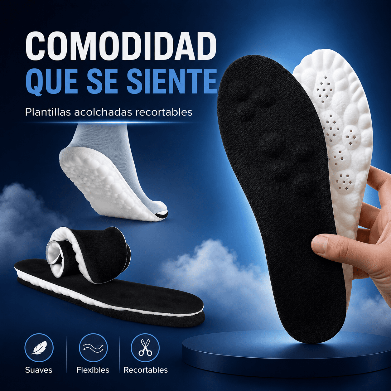 Plantillas Deportivas Nube Suave Elástica Ortopédicas Amortiguación