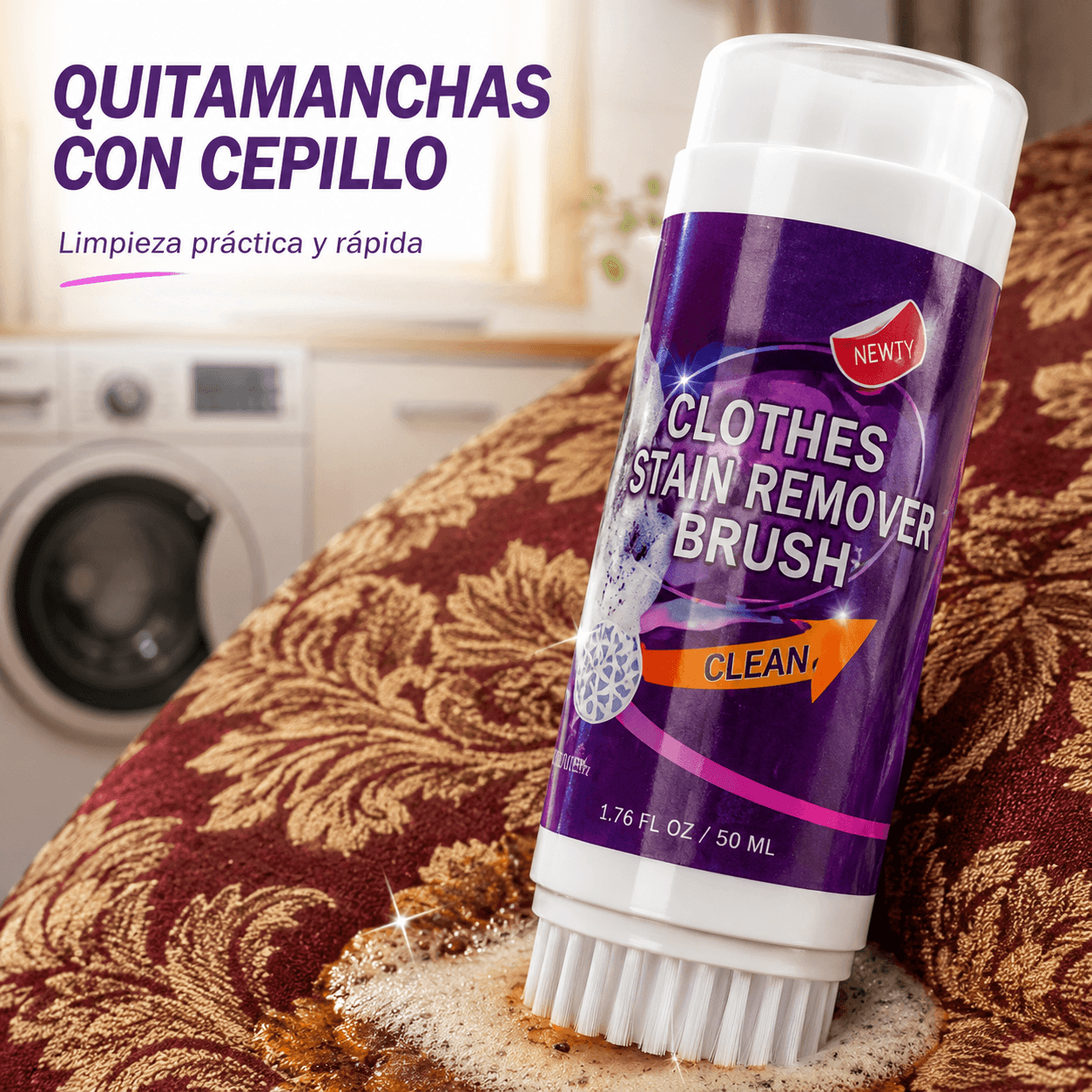 Quitamanchas Con Cepillo Integrado Limpiador De Ropa Y Tapizados 50ml