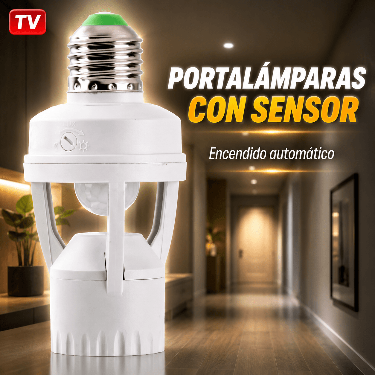 Portalámparas Inteligente Con Sensor De Movimiento Rosca E27 Automático