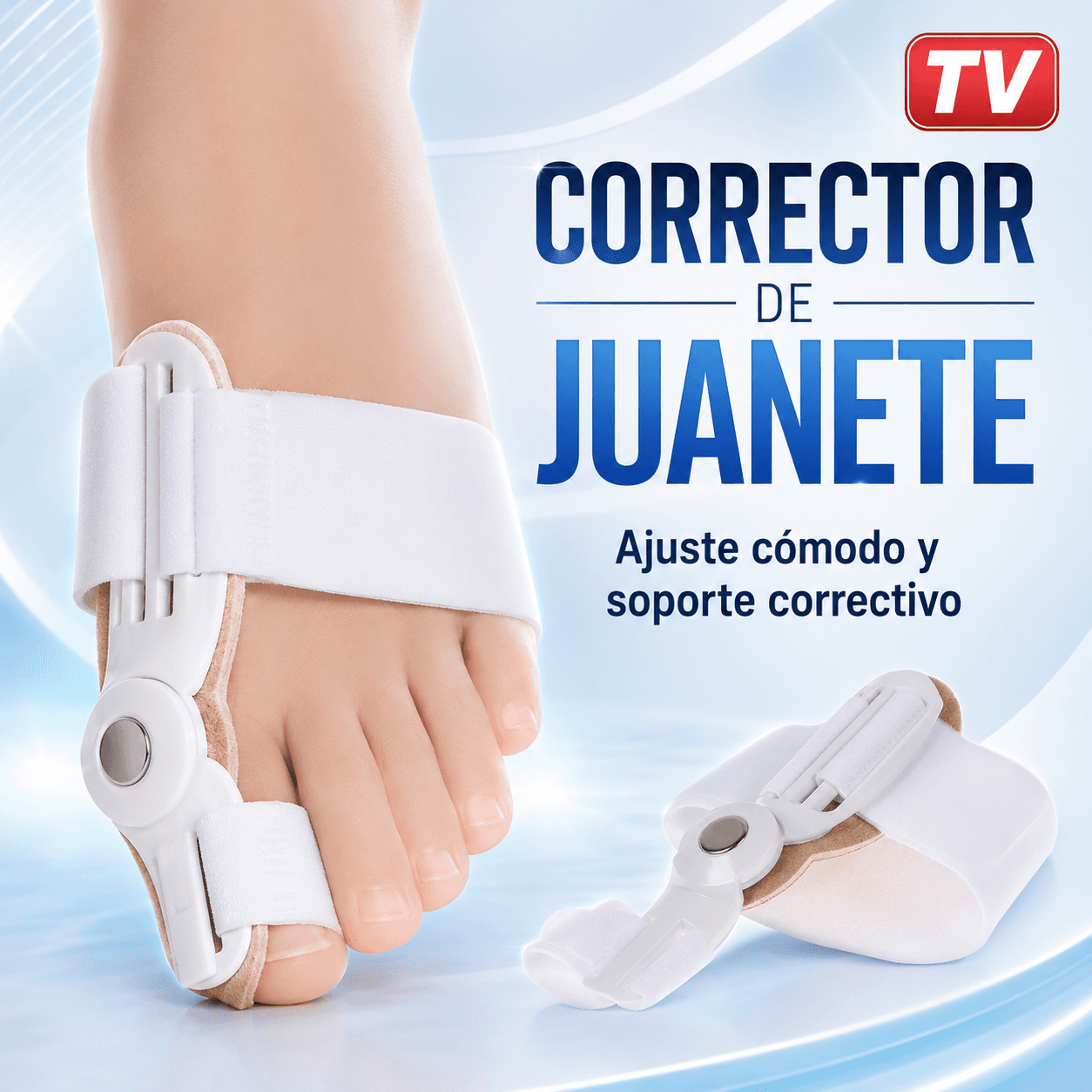 Corrector de Juanetes Ortopédico Articulado Férula Ajustable Nocturno y Diurno