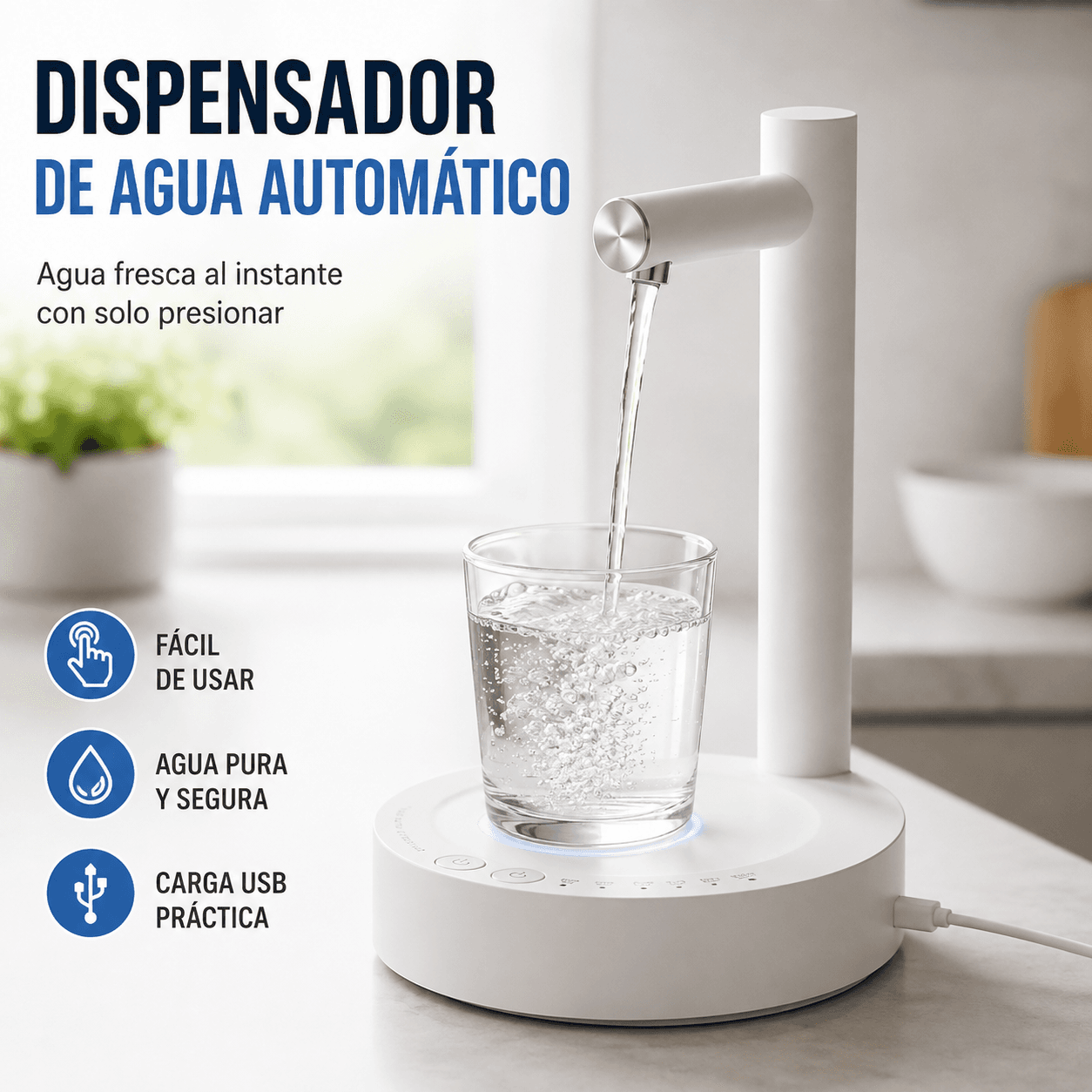 Dispensador De Agua Automático Eléctrico De Mesa Carga USB